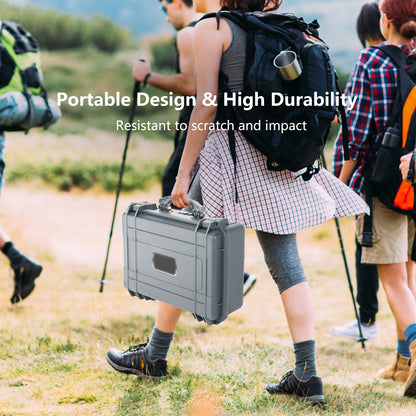 Portable Grey Waterproof Hard Case with Customizable Fit Foam-Grey-45 x 34 x 18 cm