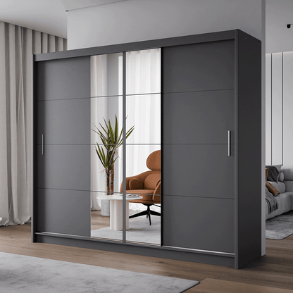 Graphite Mirrored Sliding Door Wardrobe 250cm – RADLEY 2