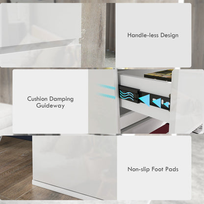 HOMCOM 5-Drawer Modern Dresser, High Gloss Storage Drawer Unit for Bedroom, White