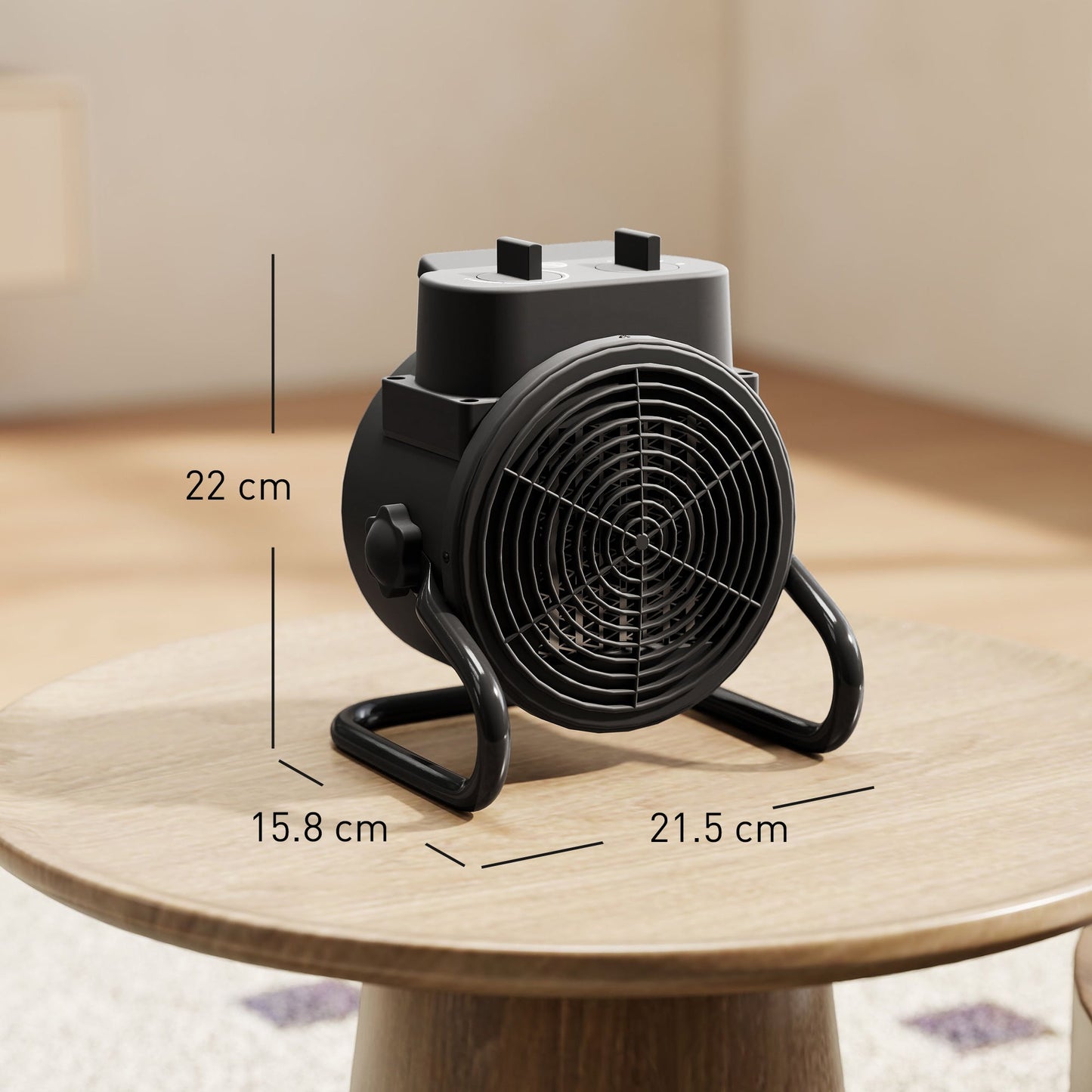 HOMCOM 2000W Portable Ceramic Electric Heater with Fan - Black