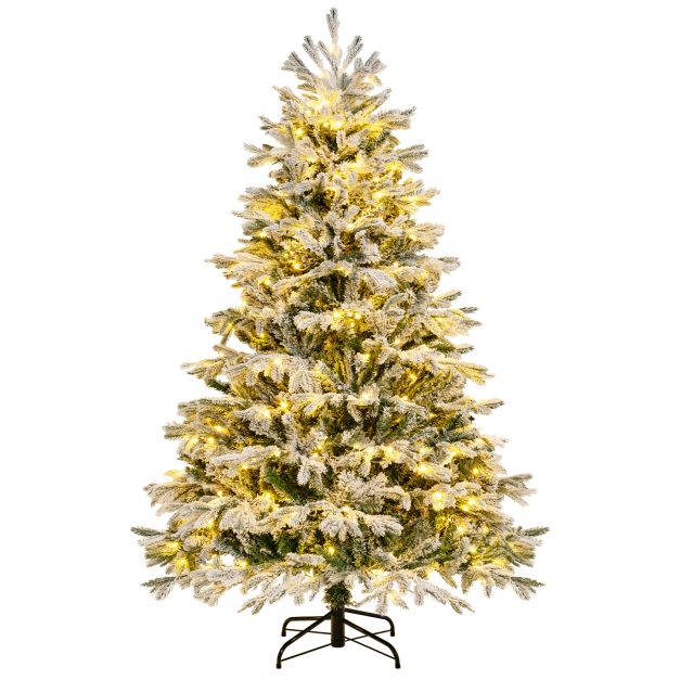 Pre-Lit Artificial Christmas Tree with PE PVC Branch Tips and Warm White LED Lights-6 ft