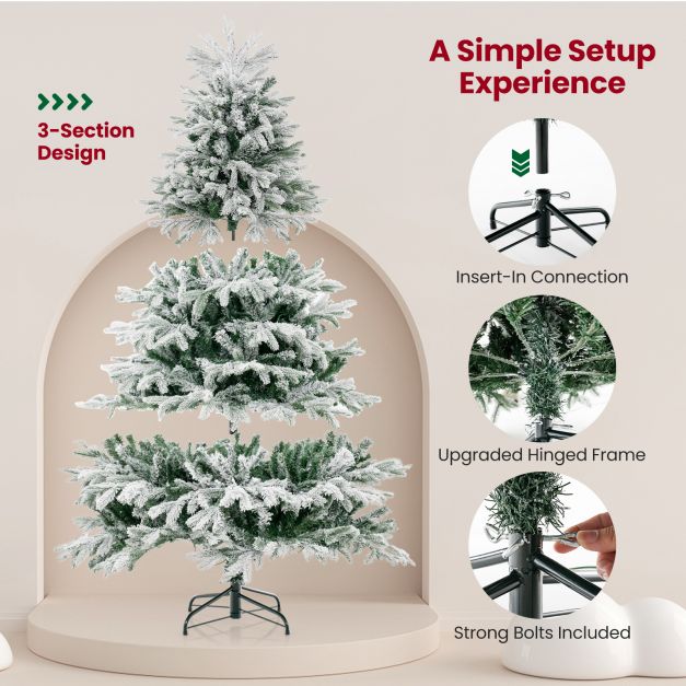 Pre-Lit Artificial Christmas Tree with PE PVC Branch Tips and Warm White LED Lights-6 ft