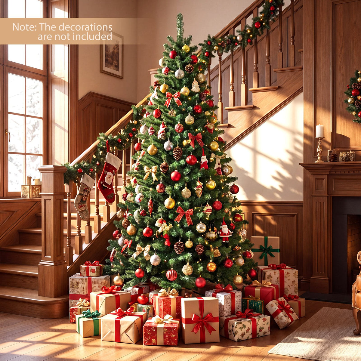 Pre-lit Christmas Tree with 1072 Branch Tips and 300 Multifunctional White and Multi-color RGB Lights-180 cm