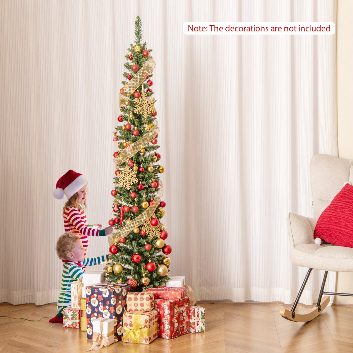 Pre-Lit Christmas Tree with Branch Tips and Warm White LED Lights-6FT
