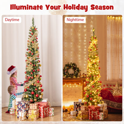 Pre-Lit Christmas Tree with Branch Tips and Warm White LED Lights-6FT