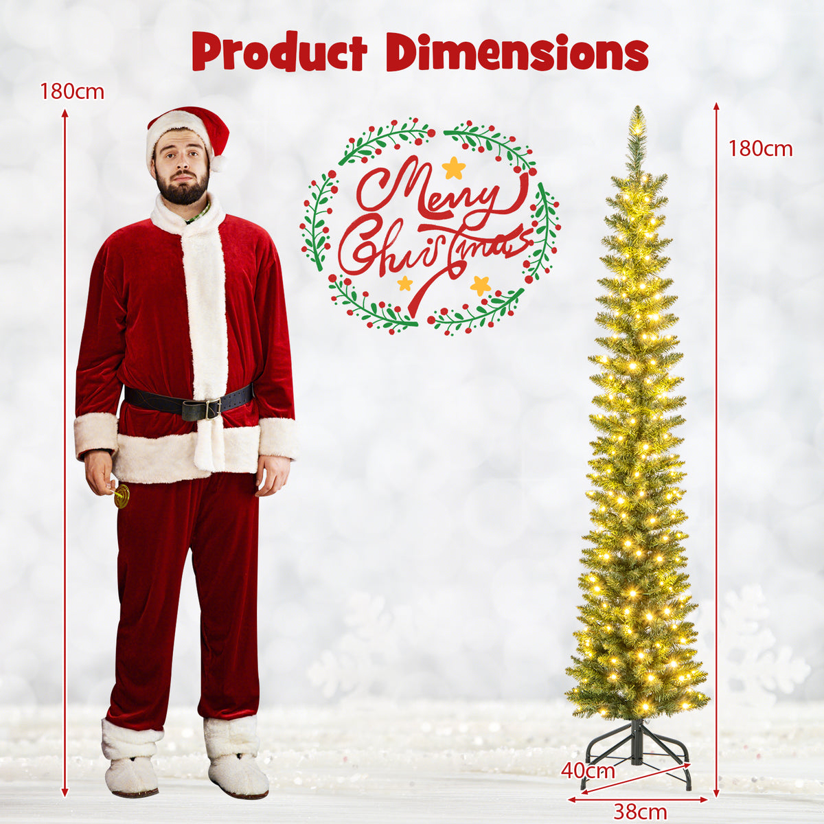 Pre-Lit Christmas Tree with Branch Tips and Warm White LED Lights-6FT