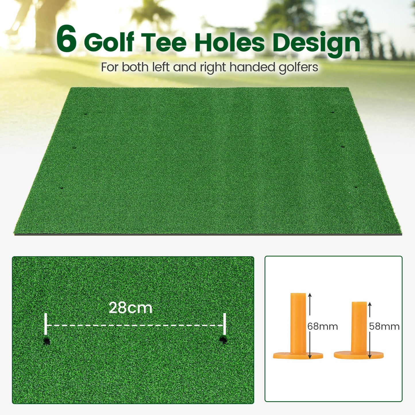 Premium Golf Practice Hitting Mat 3-In-1 with Synthetic Grass Turf-32 mm