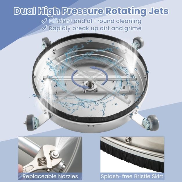 Pressure Washer Surface Cleaner with Casters Dual Handles