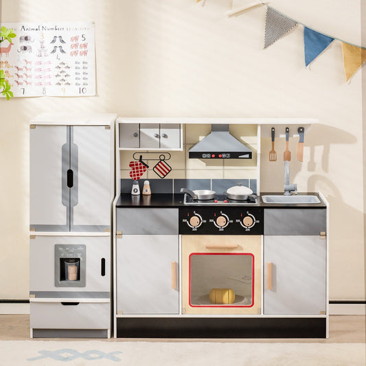 Pretend Play Kitchen Toy with Freestanding Refrigerator