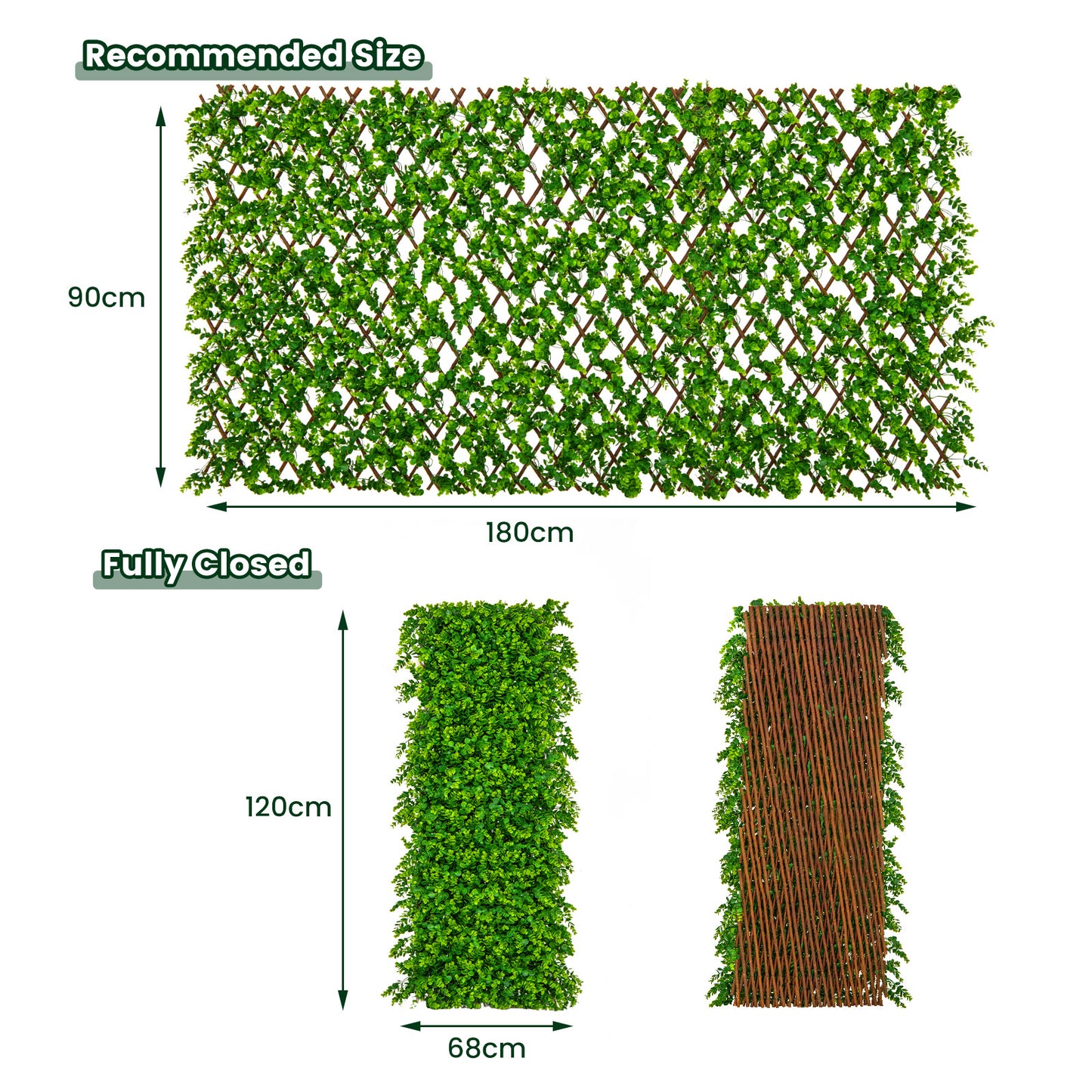 Decorative Fencing Panel with Real Willow Frame for Balcony Patio-Green