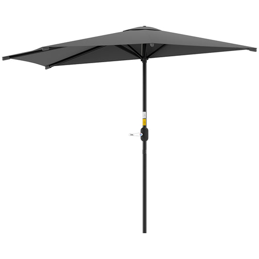 Outsunny 3(m) Półparasol, Półokrągły Parasol z Metalową Stelażem, Korbowy Uchwyt na Balkon, Ogród, Ciemnoszary