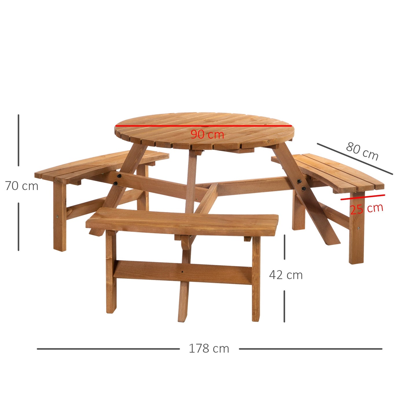 Outsunny Fir Wood Pub Parasol Table and Bench Set 6 Person Heavy Duty Patio Dining Garden Outdoor Furniture