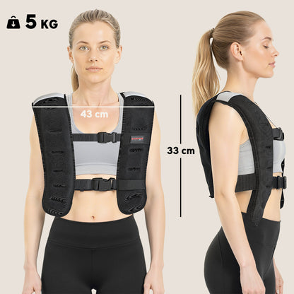 SPORTNOW Weighted Vest, 5 kg Weight Vest with Adjustable Straps, Reflective Strips, Black