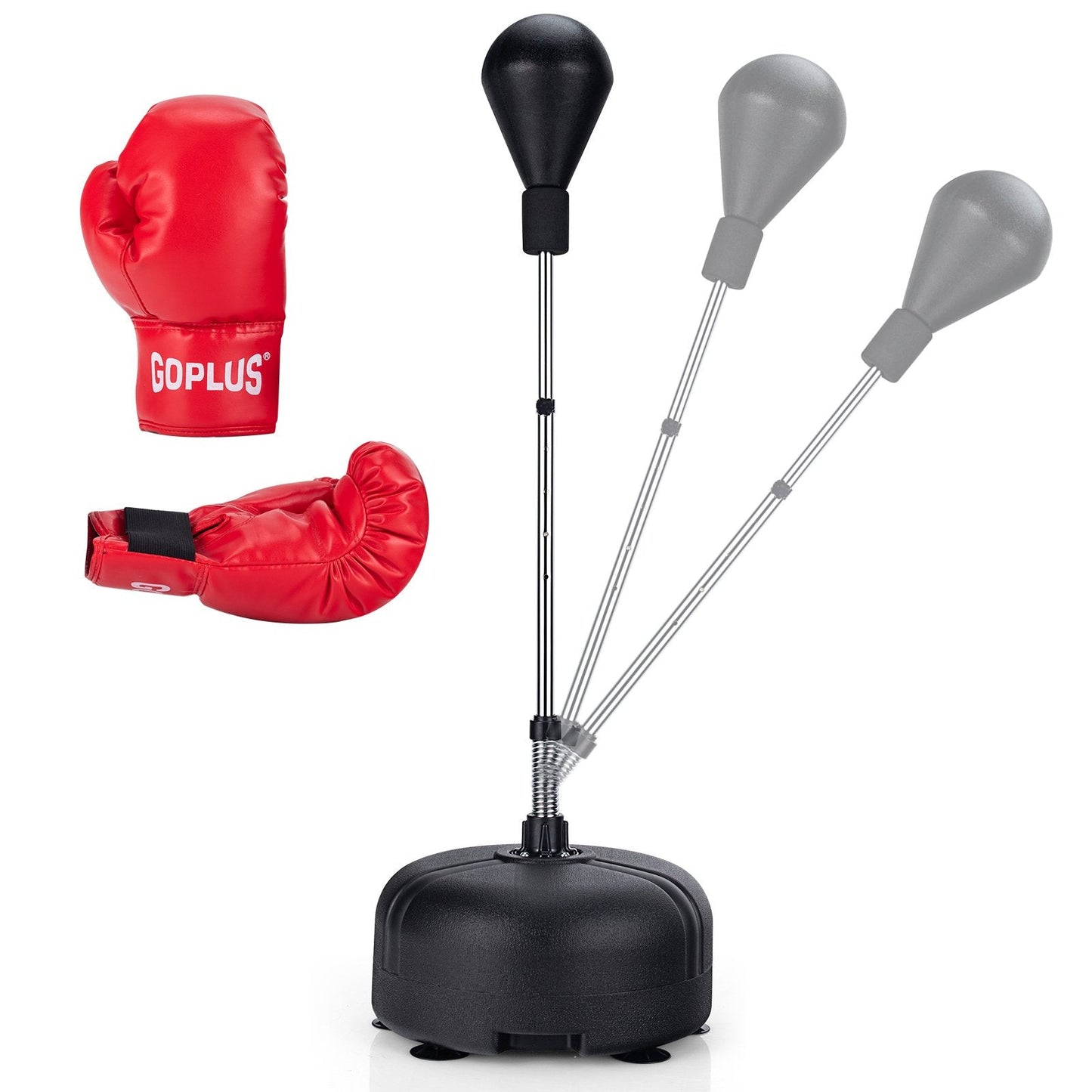 Punching Bag with Stand and Gloves-Black