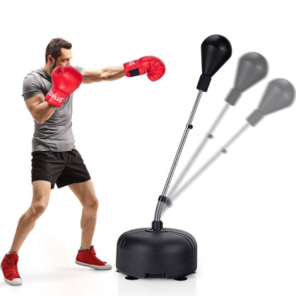 Punching Bag with Stand and Gloves-Black