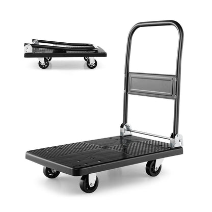 Push Cart Dolly with 400kg Weight Capacity and 360° Swivel Wheels-Black