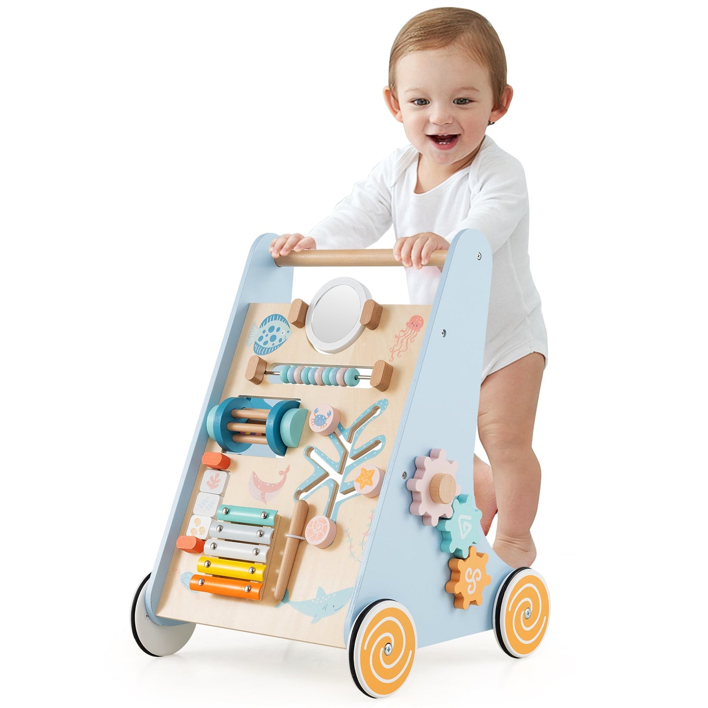 Push and Pull Learning Activity Center with Wheels-Blue