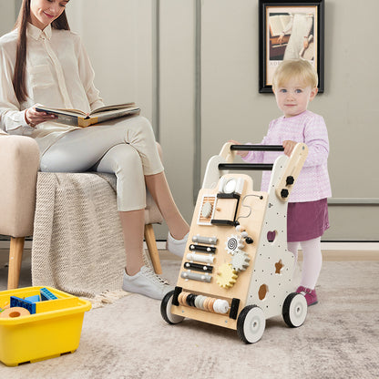 Push and Pull Wooden Baby Walker with Double Handles