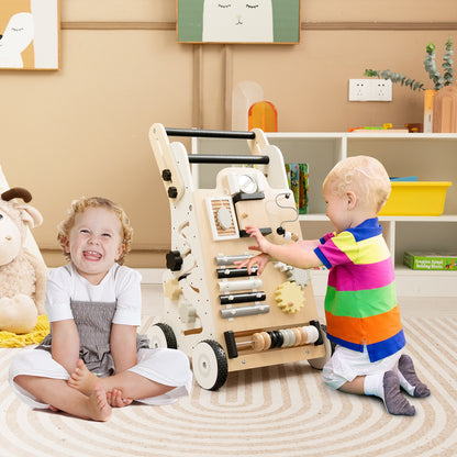 Push and Pull Wooden Baby Walker with Double Handles