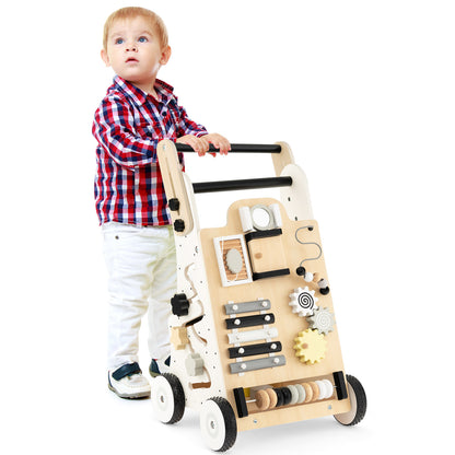 Push and Pull Wooden Baby Walker with Double Handles
