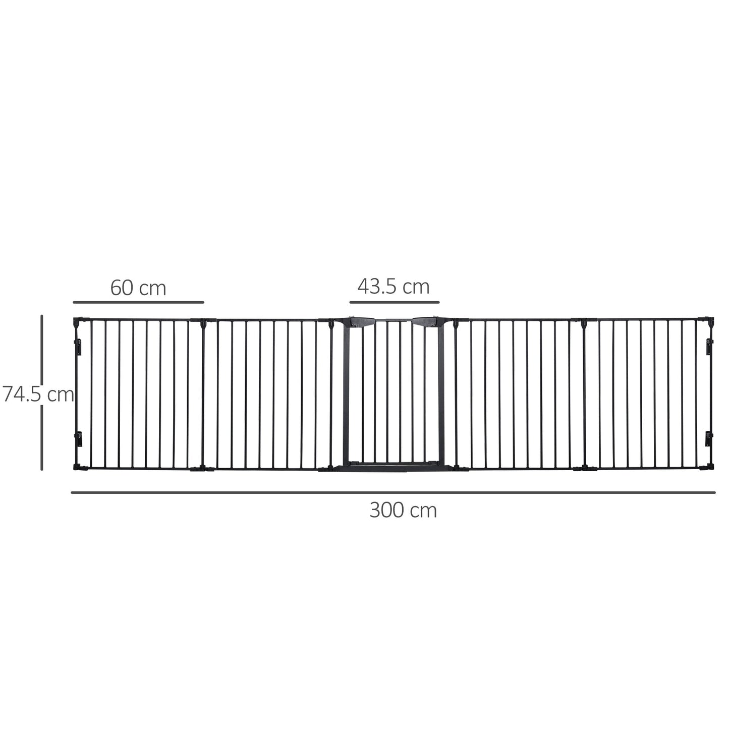 PawHut Stair Gate Dog Pens Pet PlayPen 5-Panel Freestanding Fireplace Christmas Tree Metal Fence Stair Barrier Room Divider with Walk Through Door