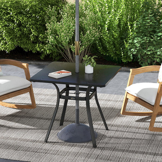 Stół ogrodowy Outsunny Four-Seater Steel, z otworem na parasol 40 mm - czarny