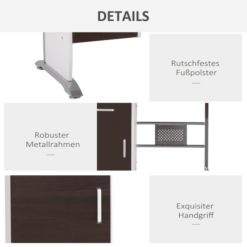 100Lx52Wx75H cm. Computer Workstation-Dark Walnut