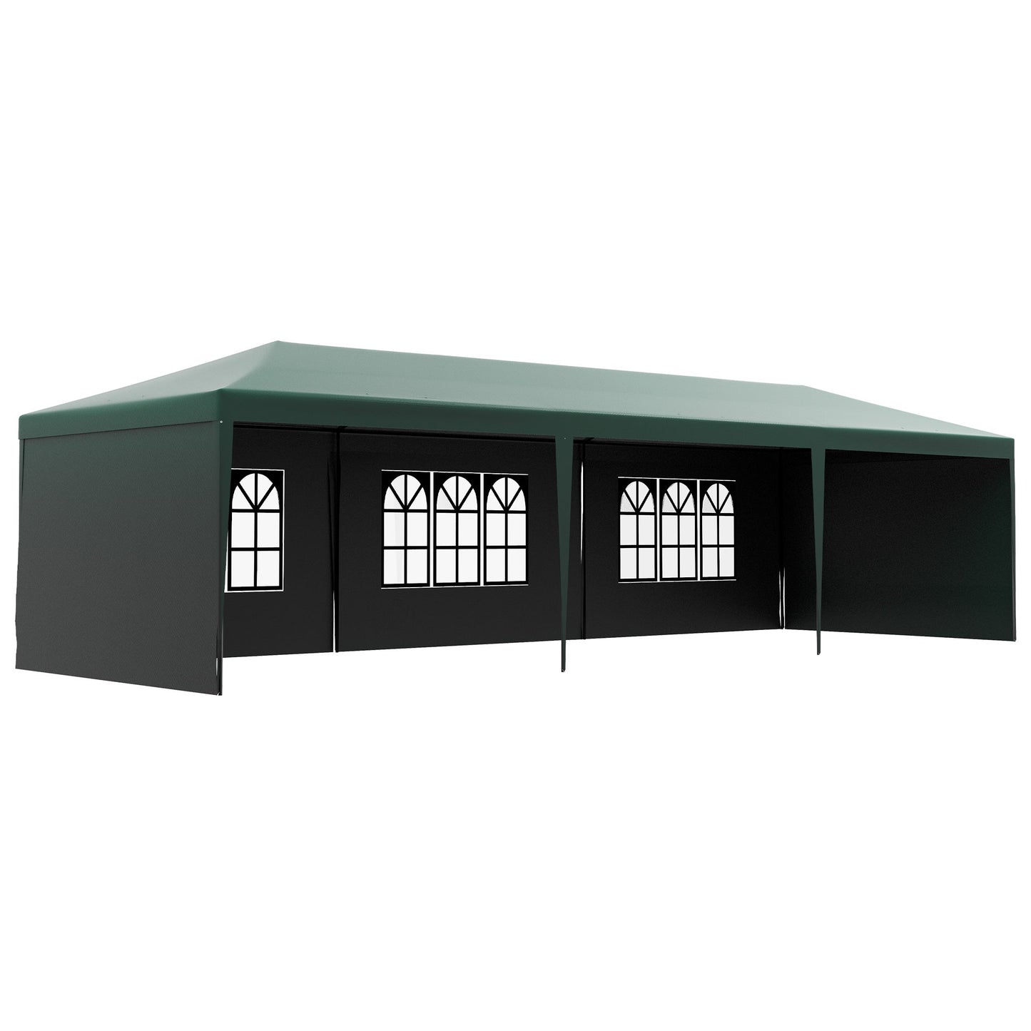 Outsunny 9 x 3 m Garden Gazebo Marquee Party Wedding Tent Canopy, Green