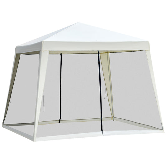 Outsunny 3 x 3 meter Outdoor Gazebo Garden Canopy Tent Sun Shade Event Shelter with Mesh Screen Side Walls, White