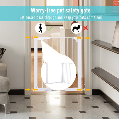 PawHut Pet Safety Barrier Gate W/ Iron tube, 74.9H x 73-80W cm-White