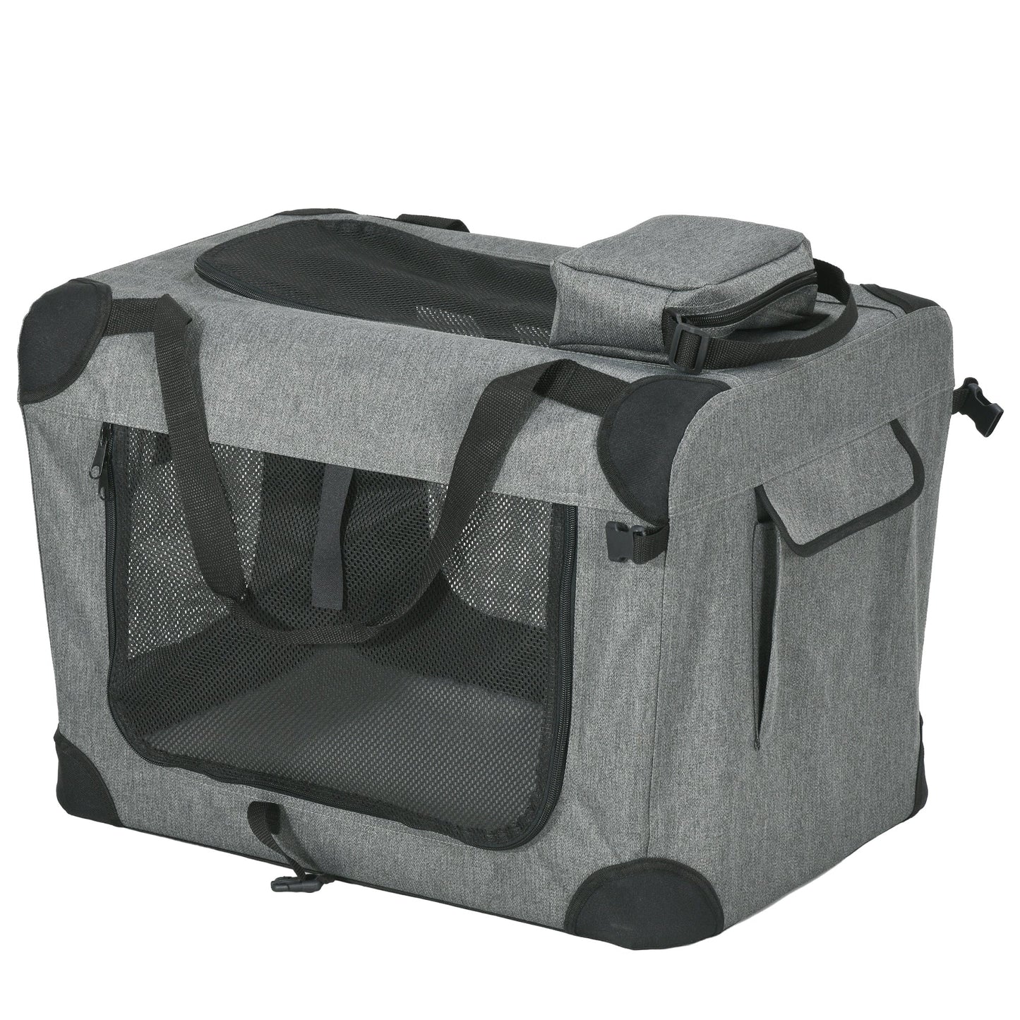 PawHut Oxford Fabric Folding Pet Carrier Bag Grey