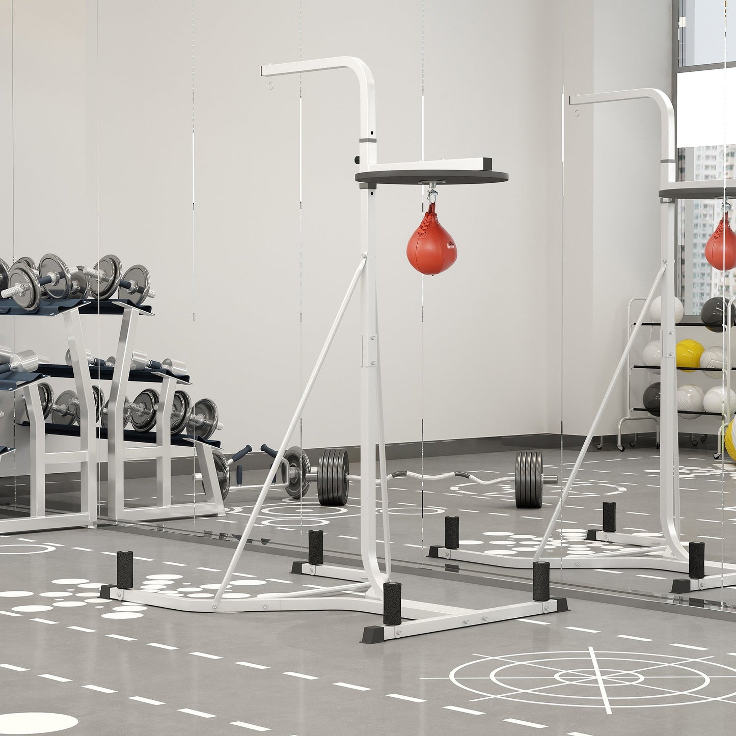 HOMCOM Adjustable Freestanding Speedbag, Punch Bag Hanger, White