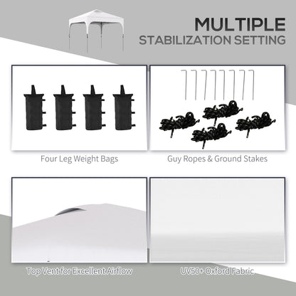 خيمة مظلة قابلة للطي من Outsunny 3 × 3 (م) مع عامل حماية من أشعة الشمس فوق البنفسجية 50+ وحقيبة حمل بعجلات و4 أكياس وزن للأرجل وارتفاع قابل للتعديل، لحفلات الفناء والحديقة الخارجية، باللون الأبيض