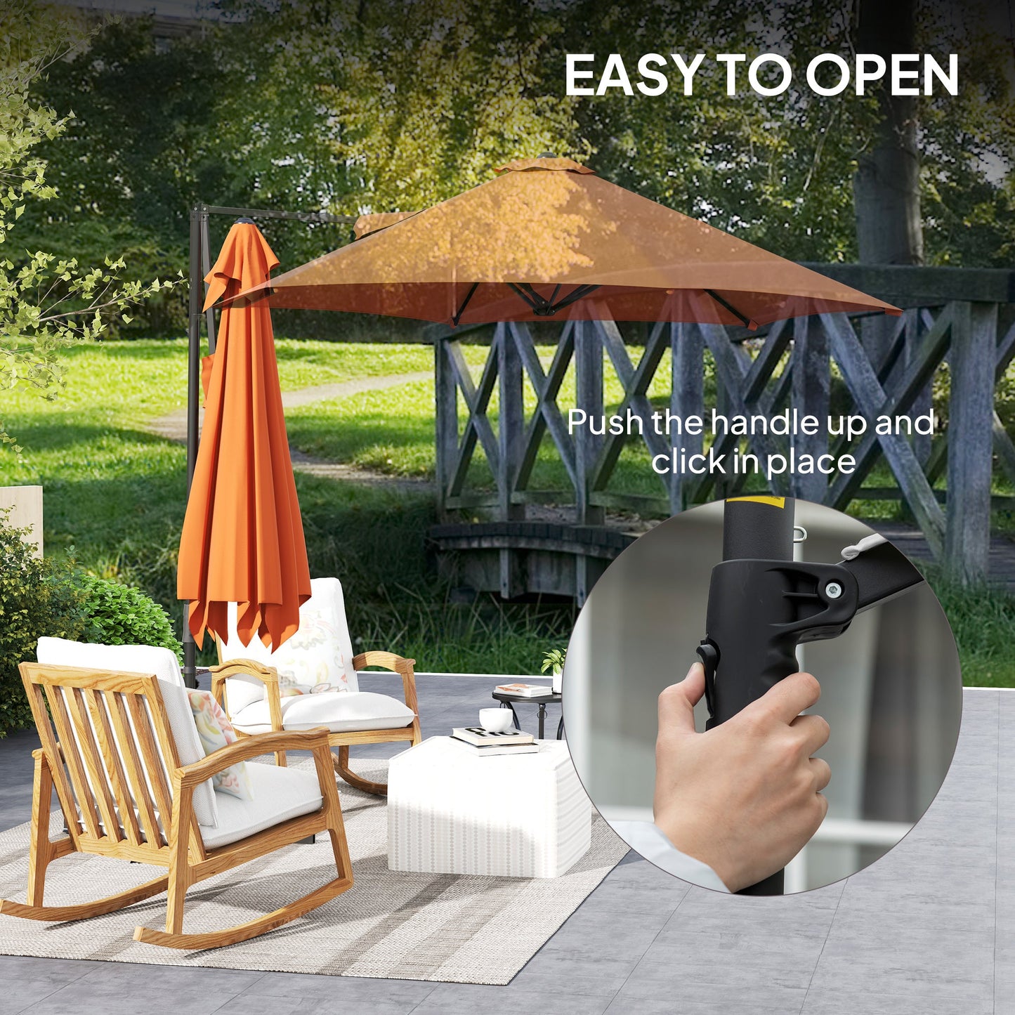 Outsunny 2,5 m obrotowy parasol wspornikowy - pomarańczowy