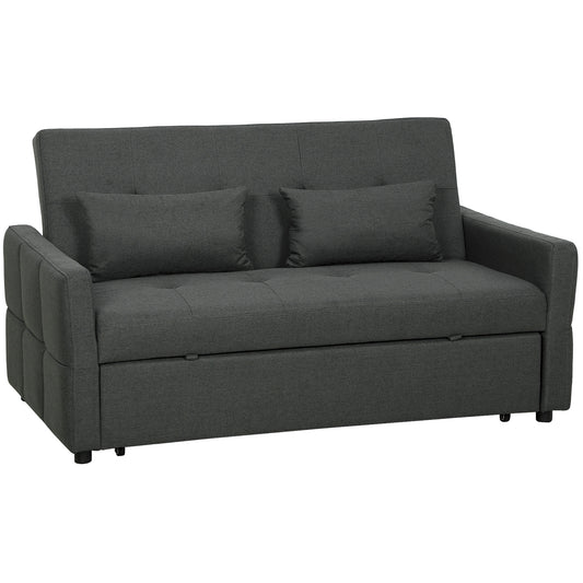 HOMCOM Three-Way Two-Seater Sofa Bed - Charcoal Grey