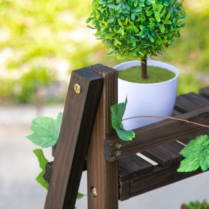 3 Tier Wooden Plant Shelf Foldable Plant Pots Holder Stand Indoor Outdoor 60L x 37W x 93H cm