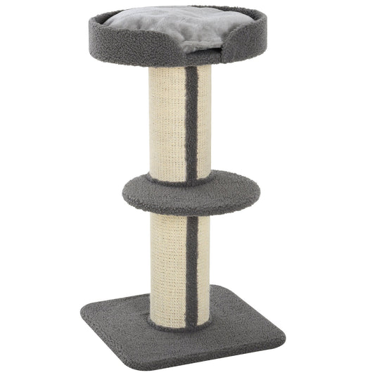 PawHut 91cm Cat Tower Scratching Posts Cat Tree for Indoor Kittens Activity Centre Grey