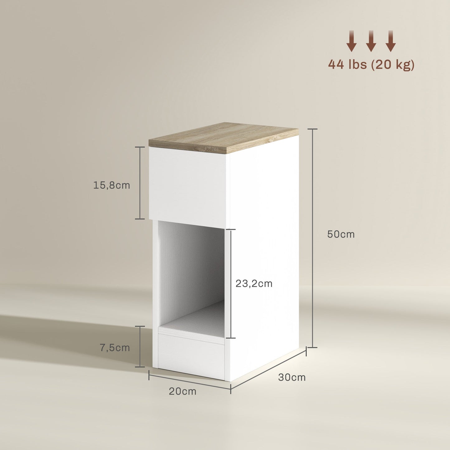 مجموعة من طاولتين تخزين عصريتين بجانب السرير من هومكوم - باللون الأبيض