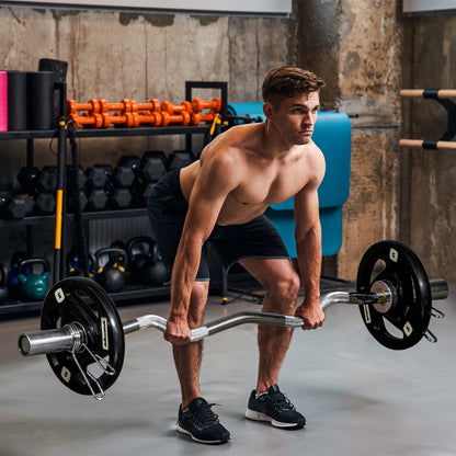SPORTNOW 2 x 5 kg ciężarki, zestaw sztangi z uchwytem Tri-Grip powlekanej gumą z otworami 2" 5 cm, do domu, na siłownię, do podnoszenia ciężarów i treningu siłowego