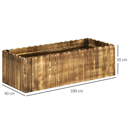 Outsunny 109L Raised Garden Bed, Wooden Rectangle Planter Box, Outdoor Herb Vegetable Flower Pot (100L x 40W x 30H cm)