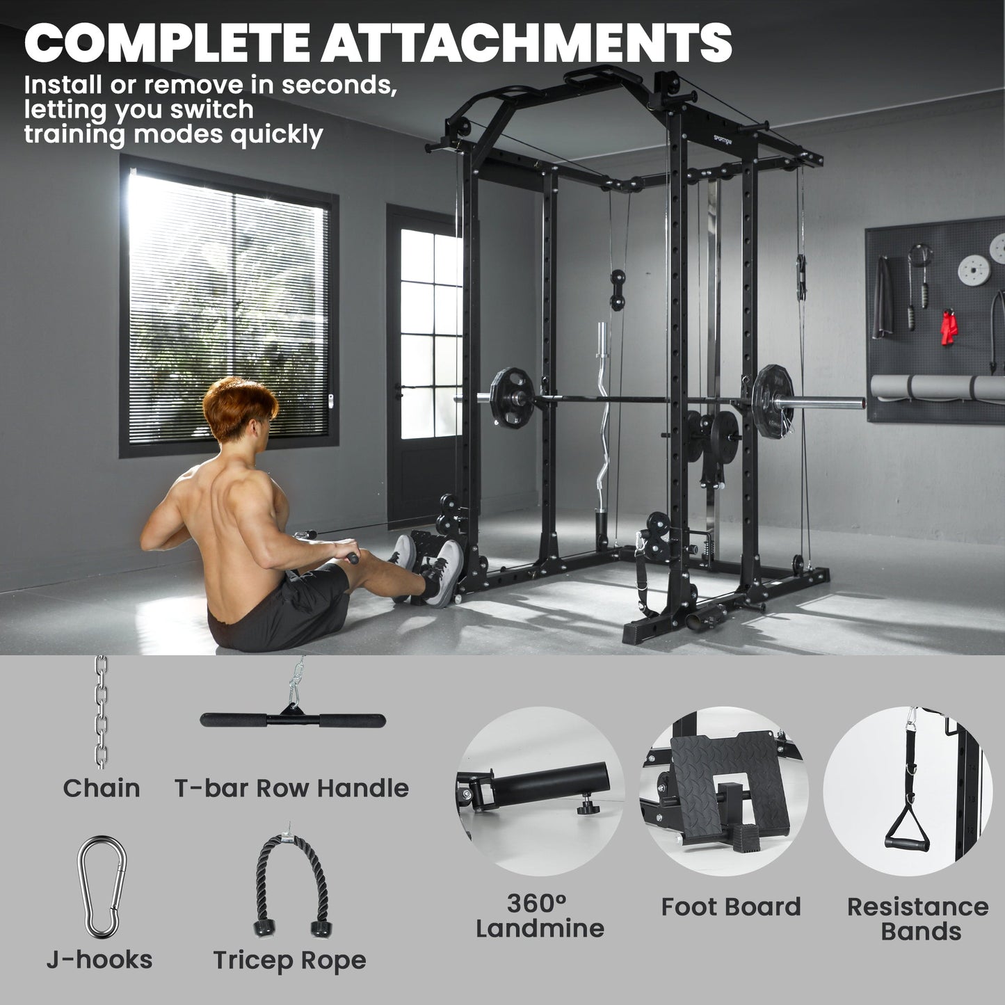 SPORTNOW Lat Pull-Down Home Gym Machine with Cable Crossover for Home Strength Training, Black