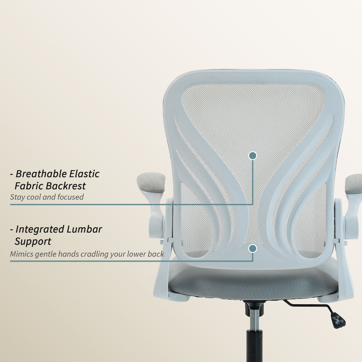 HOMCOM Mesh Office Chair with Foldable Backrest - Light Grey