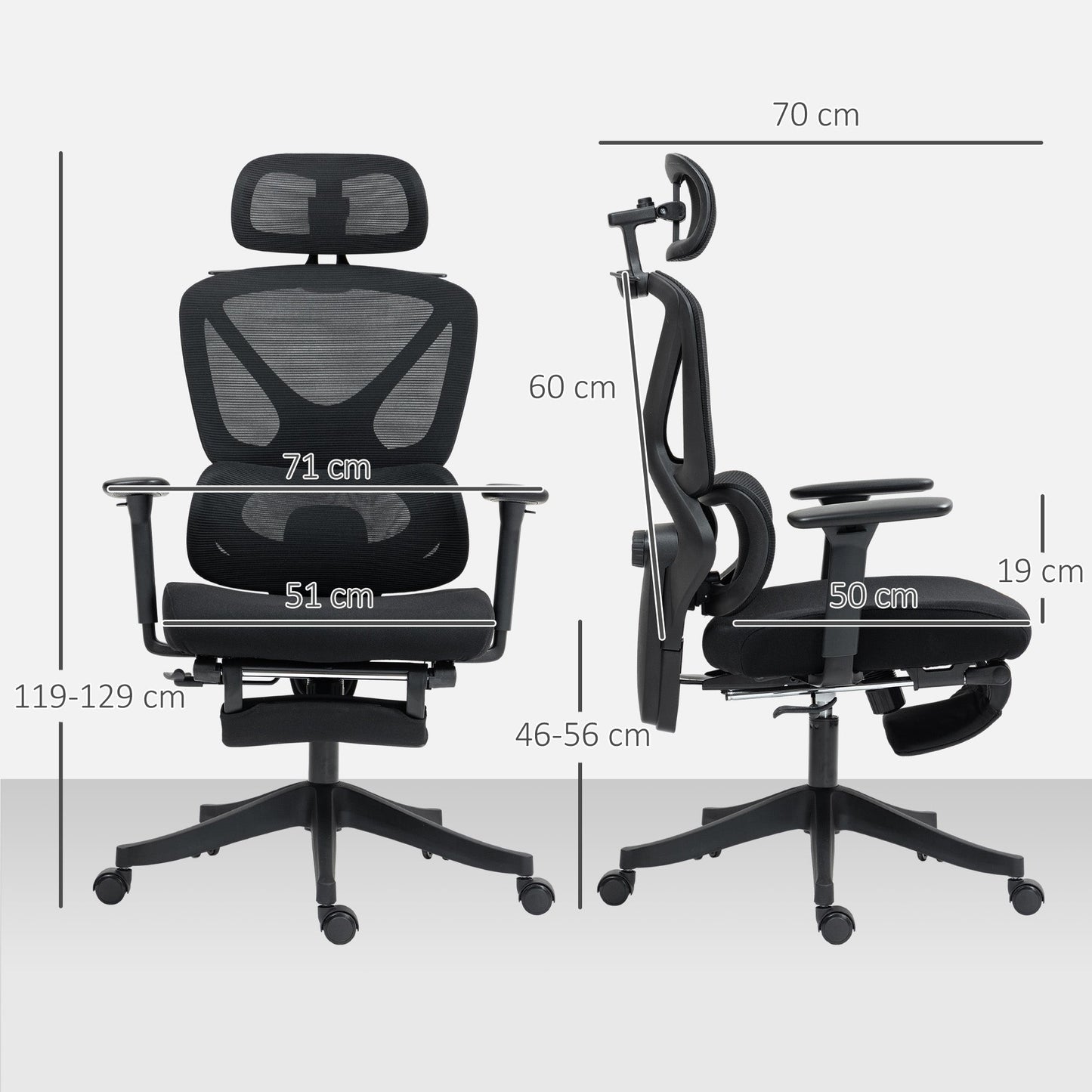 HOMCOM Ergonomiczny i regulowany fotel biurowy – czarny