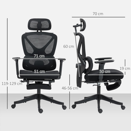 HOMCOM Ergonomiczny i regulowany fotel biurowy – czarny