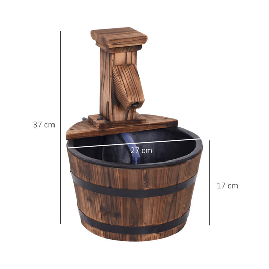 Outsunny Wood Barrel Patio Water Fountain Garden Dekoracyjna ozdoba wodna z pompą elektryczną