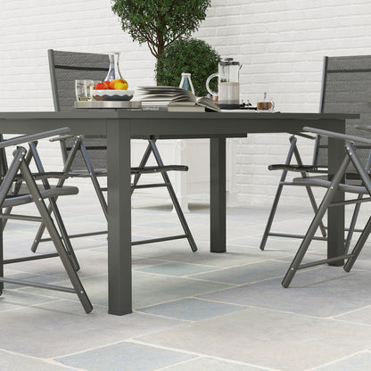 Outsunny aluminiowy rozkładany stół ogrodowy z listwami na 6-8 osób, 160/220 x 90 x 73 cm, szary