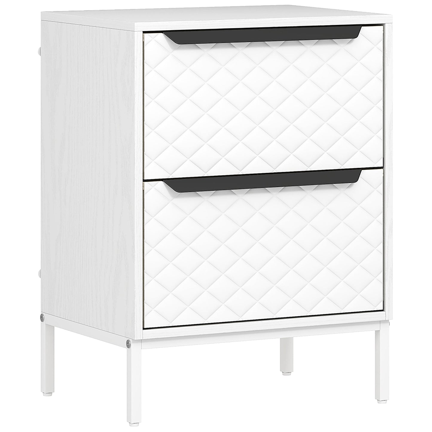 HOMCOM Chest of Drawers, Dresser with 2 Fabric Drawers and Aluminium Handles - White
