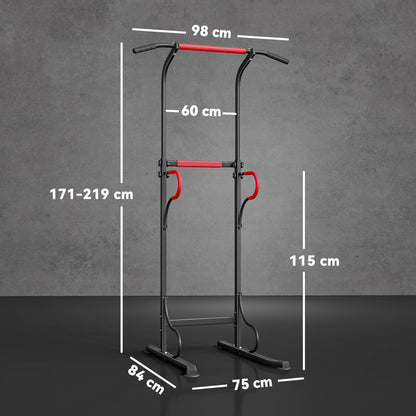 HOMCOM Steel Multi-Use Exercise Power Tower Pull Up Station Adjustable Height W/ Grips