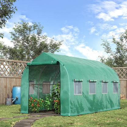 Outsunny Galvanised Frame Polytunnel Greenhouse with Windows and Door for Garden, Backyard (4 x 2M)