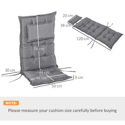 Outsunny Set of 2 Outdoor Chair Cushions, High Back Padded Patio Chair with Pillow for Indoor and Outdoor Use, Dark Grey